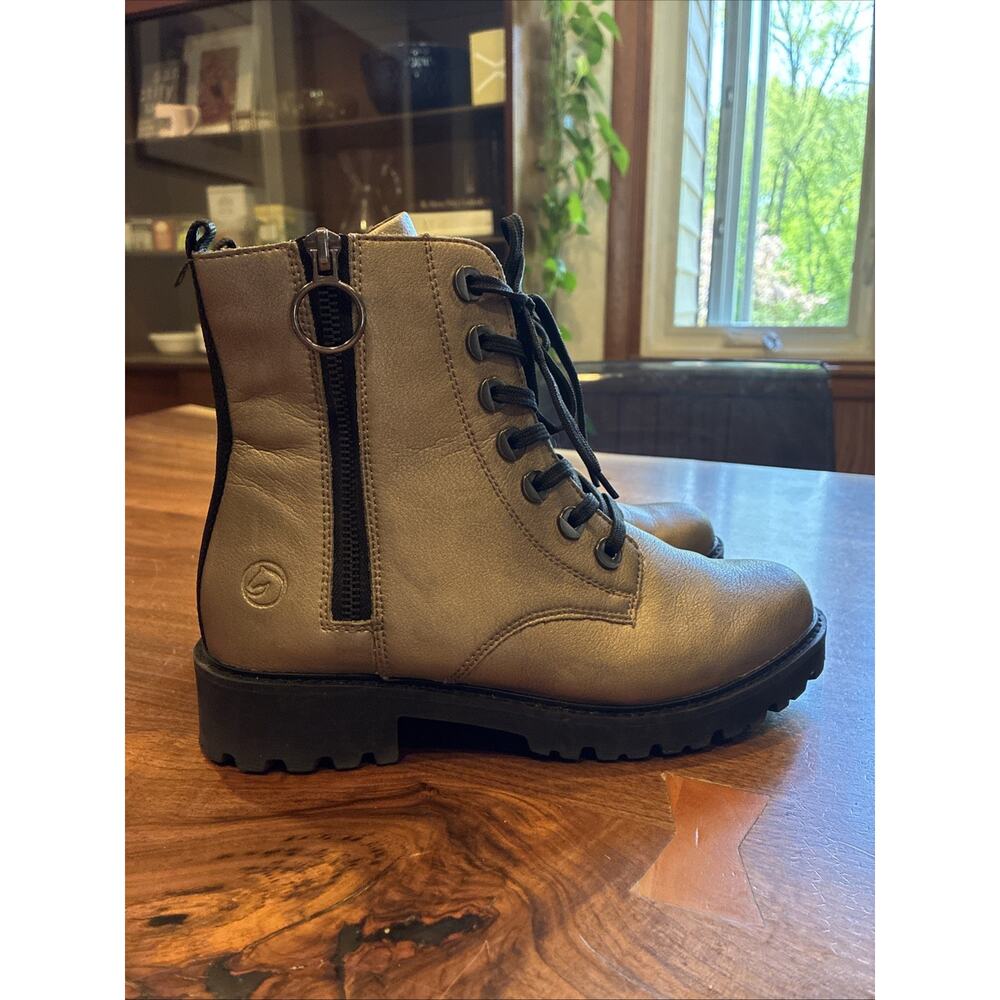 REMONTE Women Size 6.5 Warm‎ Lined Leather Zip Up Combat Style Ankle Boots